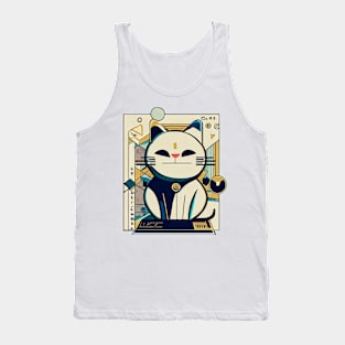 Cute lucky cat | Black, blue, and yellow Tank Top